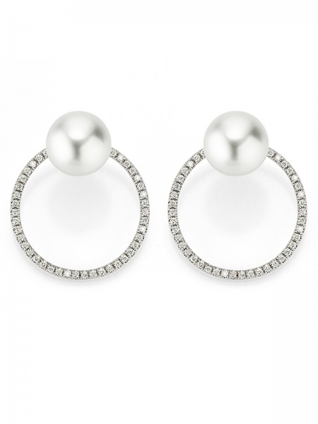 Versatile diamond earrings with detachable South Sea pearl
