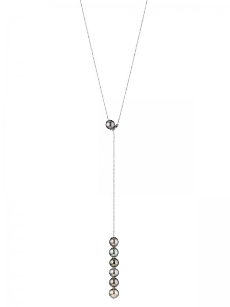Transformable pearl necklace in white gold with Tahiti pearls