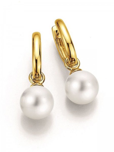 Fine gold creoles with South Sea pearl