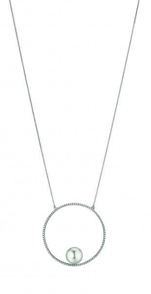 Halskette mit Diamantring und eingefasster Südseeperle