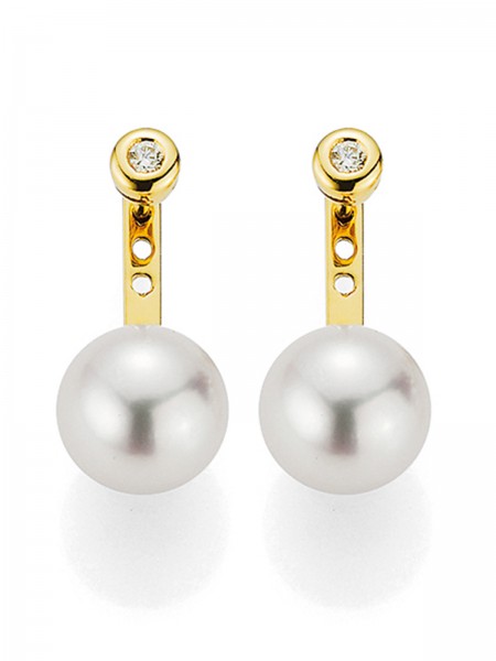 Diamond stud earrings with detachable Akoya pearl