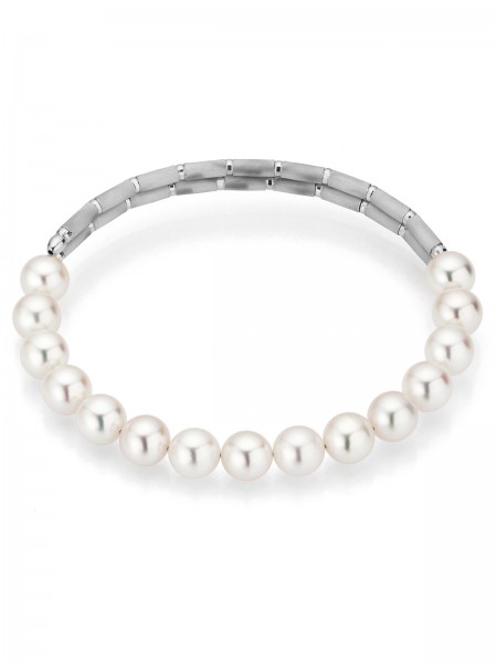 Classical pearl bracelet with white gold