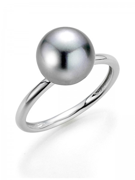 Pearl ring with silver-grey Tahiti pearl