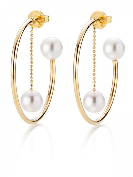 Fine pearl hoop earrings with detachable elements