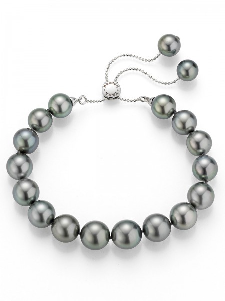 Transformable Tahiti pearl bracelet in white gold with slide closure