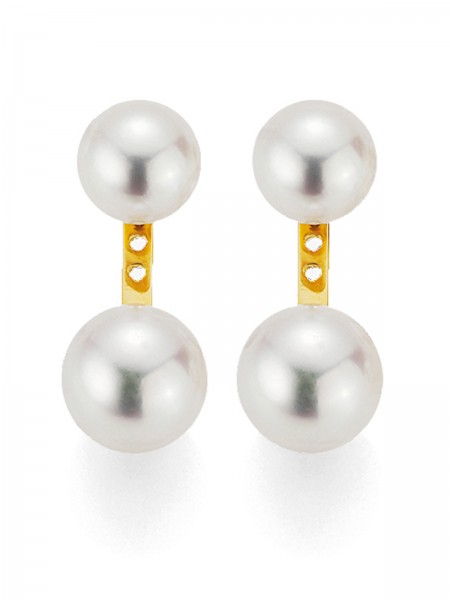 Double Akoya stud earrings with detachable pearls