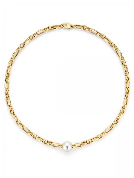 South Sea pearl necklace with gold link chains