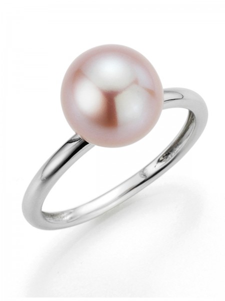 Pearl ring with rose-coloured pearl