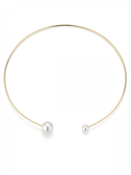 Open designed choker in yellow gold with Freshwater pearls