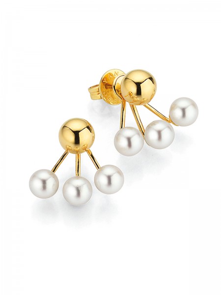 Pearl earrings in yellow gold