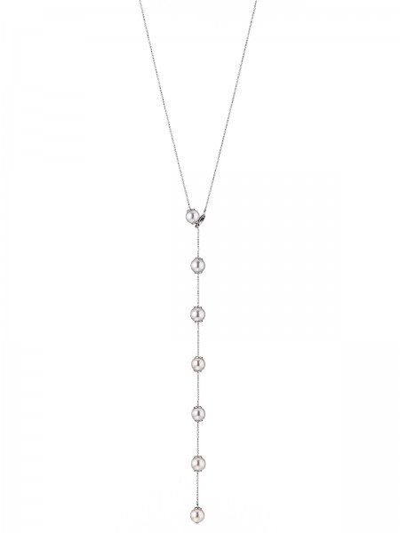 Transformable pearl necklace in white gold with Akoya pearls