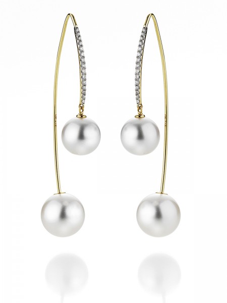 Versatile earrings with pearls and diamonds