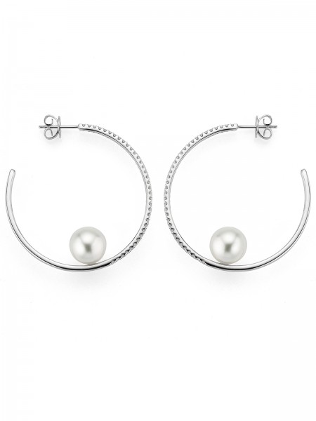 Creoles with diamonds and South Sea pearls
