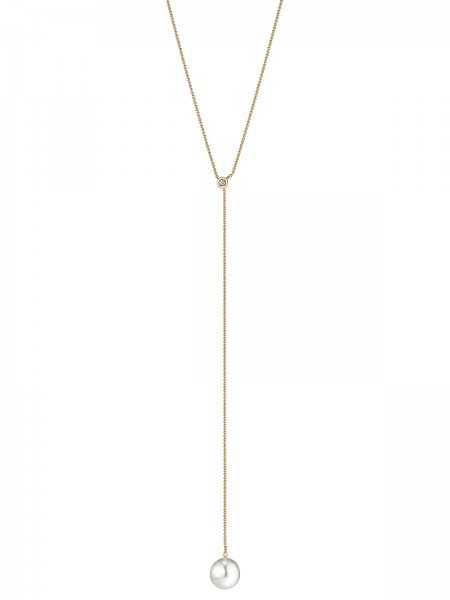 Y-necklace in yellow gold with diamond and South Sea pearl