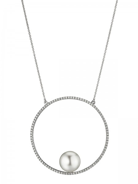 Necklace with diamond circle and South Sea pearl