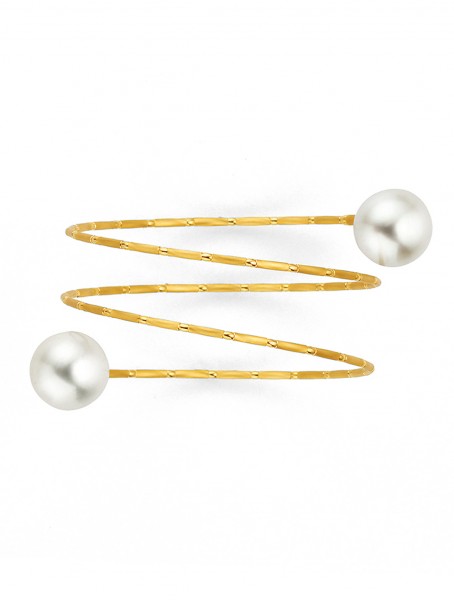 Wrapping bracelet in yellow gold with South Sea pearls
